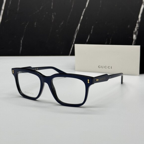NEW GUCCI GG1265O 005 BLUE MEN EYEGLASSES GUCCI - Picture 1 of 8